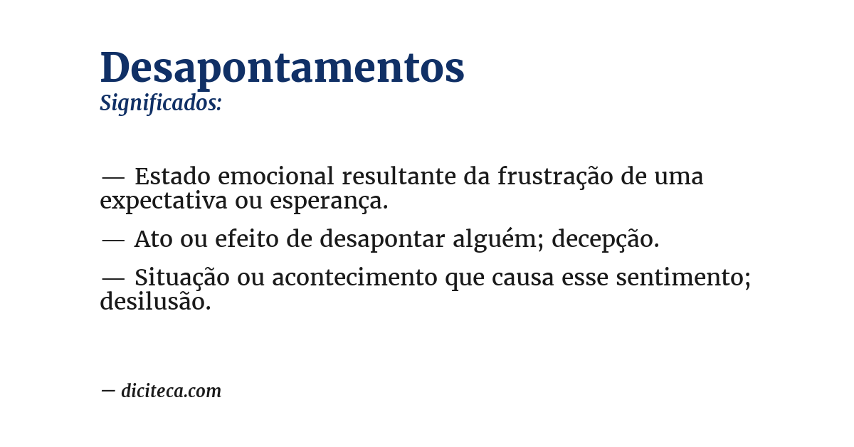 Significado de desapontamentos