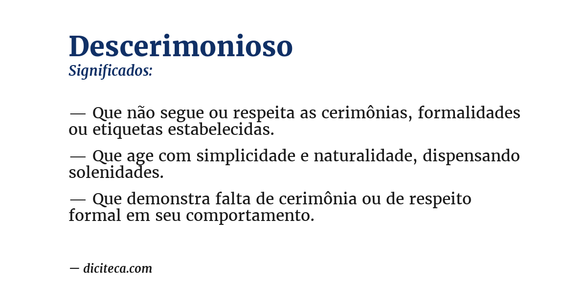 Significado de descerimonioso
