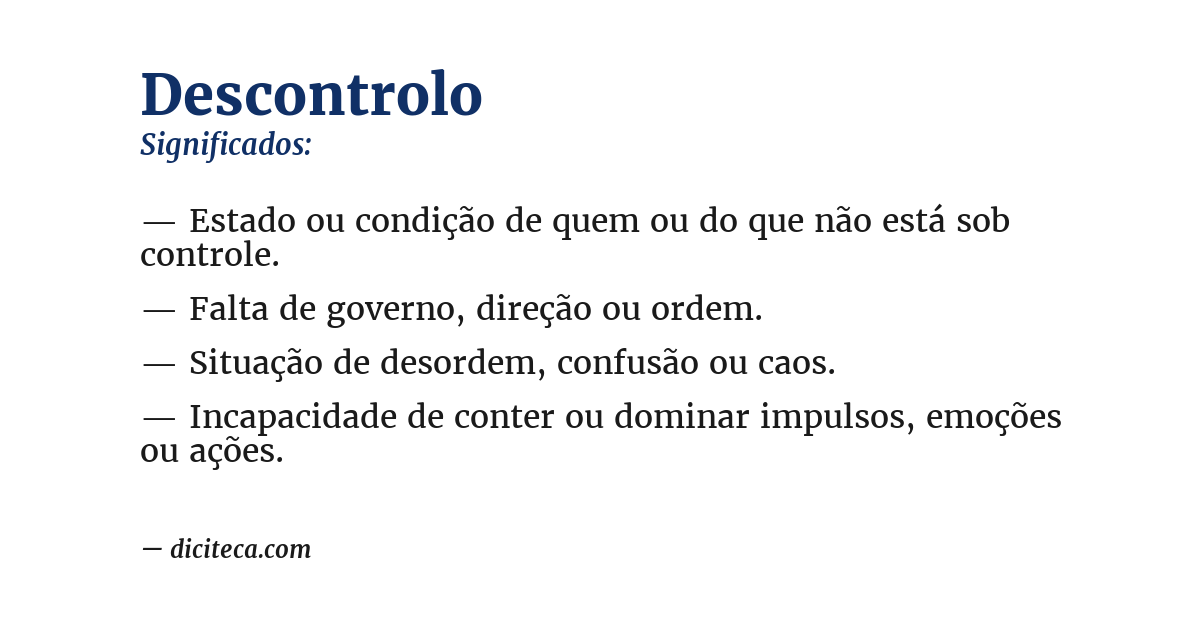 Significado de descontrolo