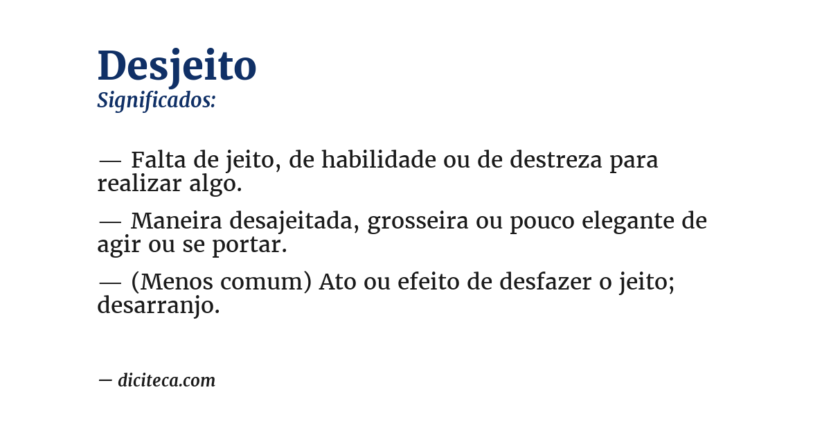 Significado de desjeito