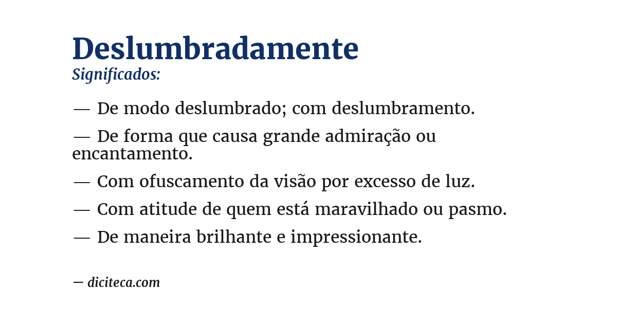 Significado de deslumbradamente