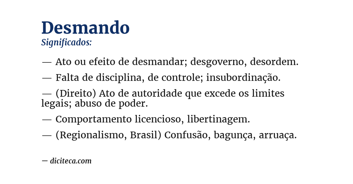 Significado de desmando