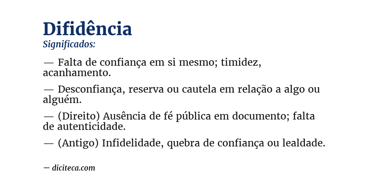 Significado de difidência