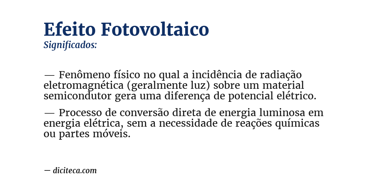 Significado de efeito fotovoltaico