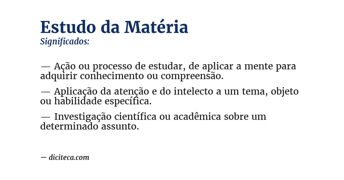 Significado de estudo da matéria