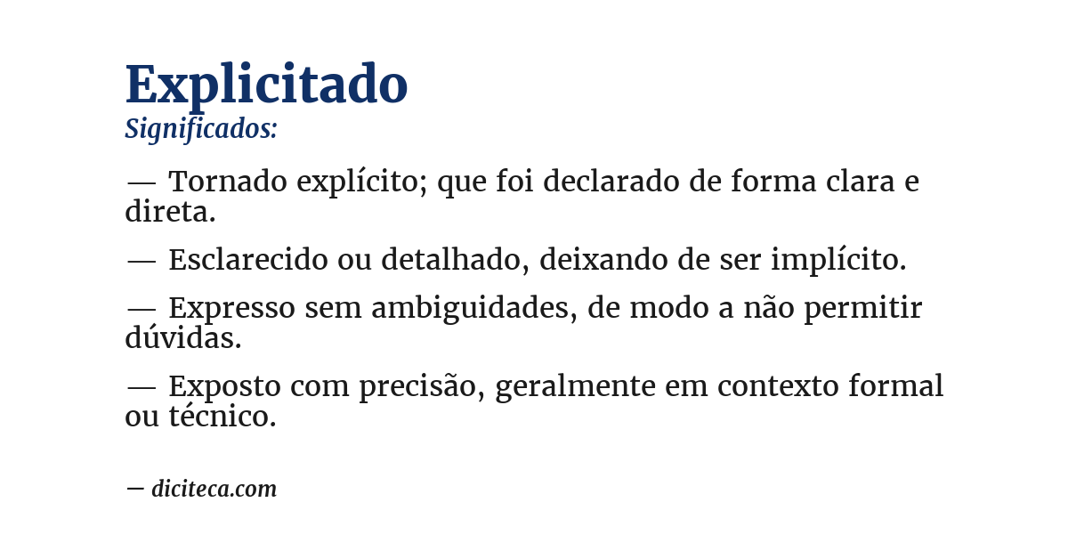 Significado de explicitado