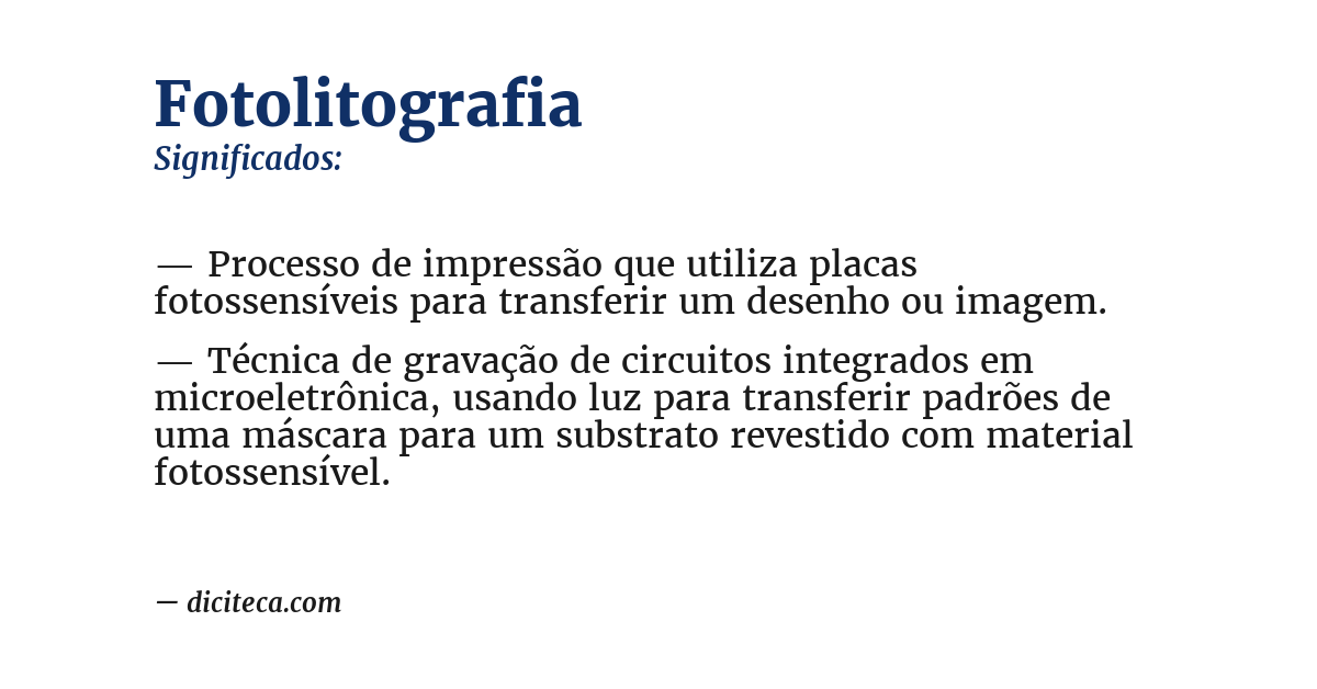 Significado de fotolitografia