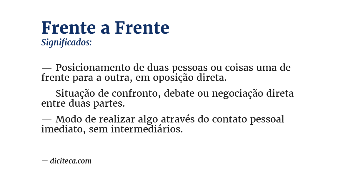 Significado de frente a frente