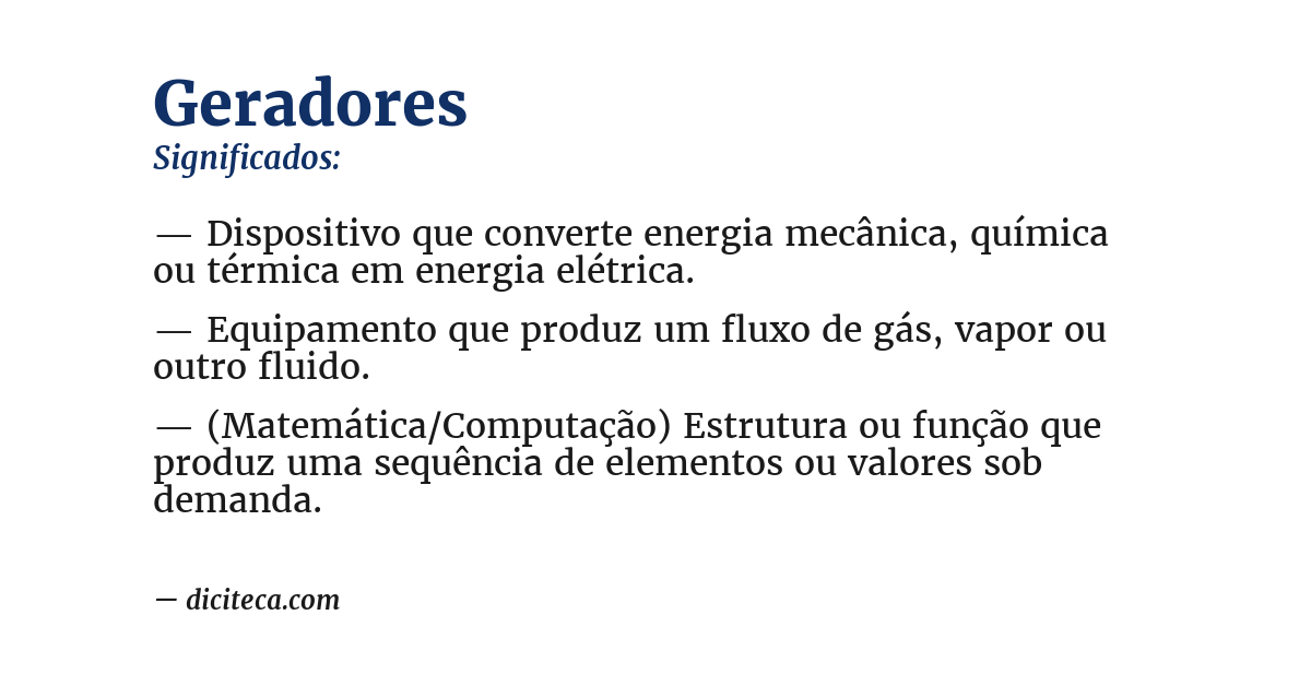 Significado de geradores
