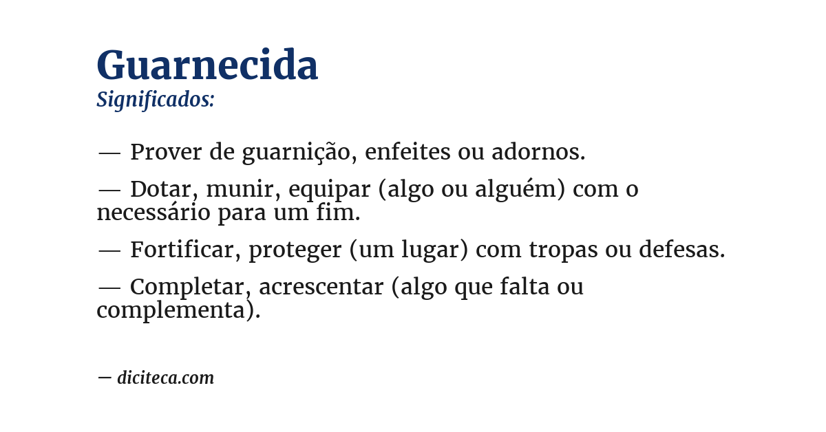 Significado de guarnecida