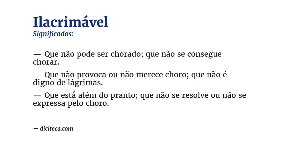 Significado de ilacrimável