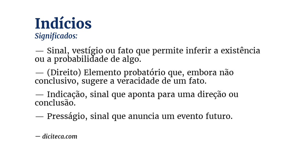 Significado de indícios