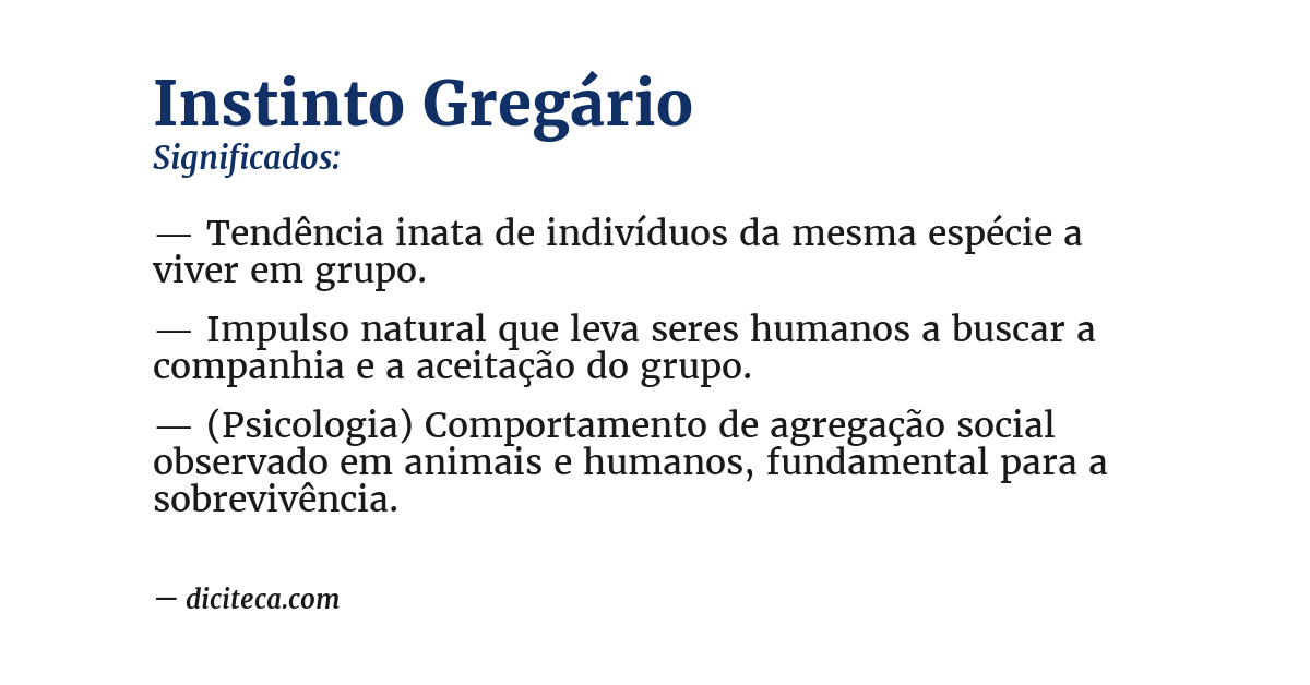 Significado de instinto gregário