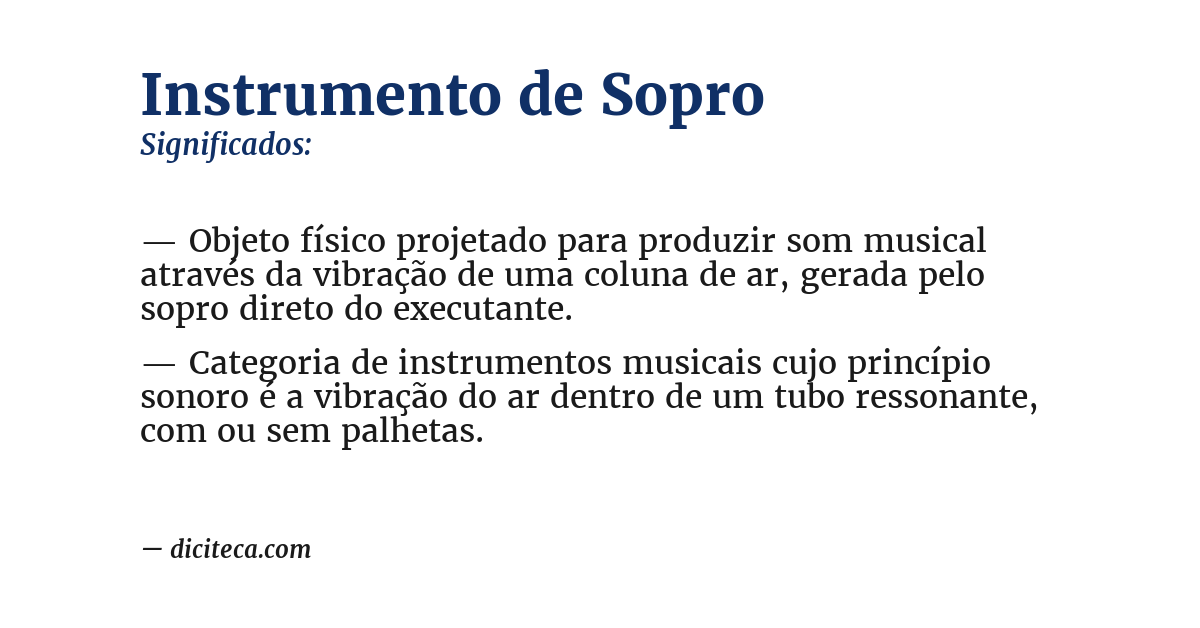 Significado de instrumento de sopro