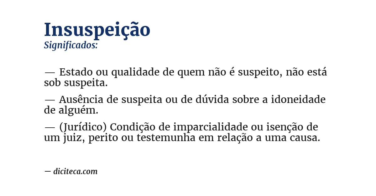 Significado de insuspeição