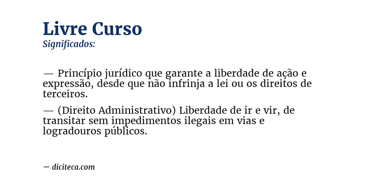 Significado de livre curso