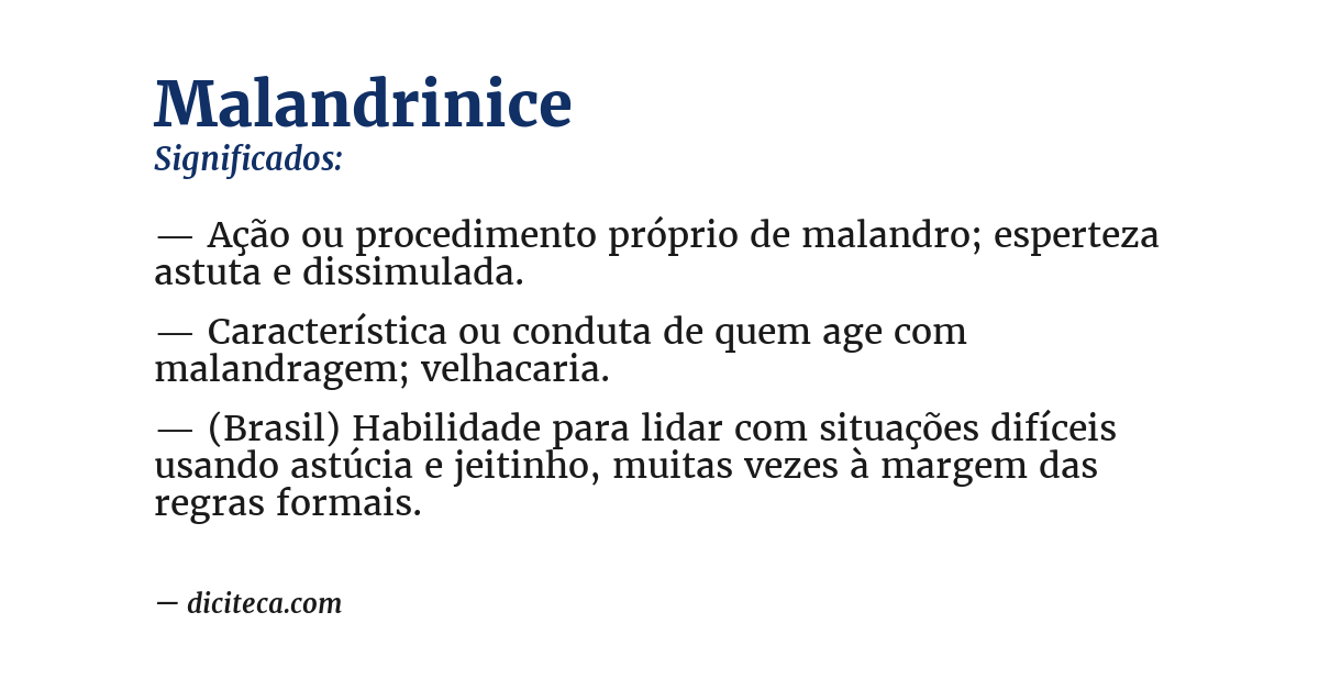 Significado de malandrinice