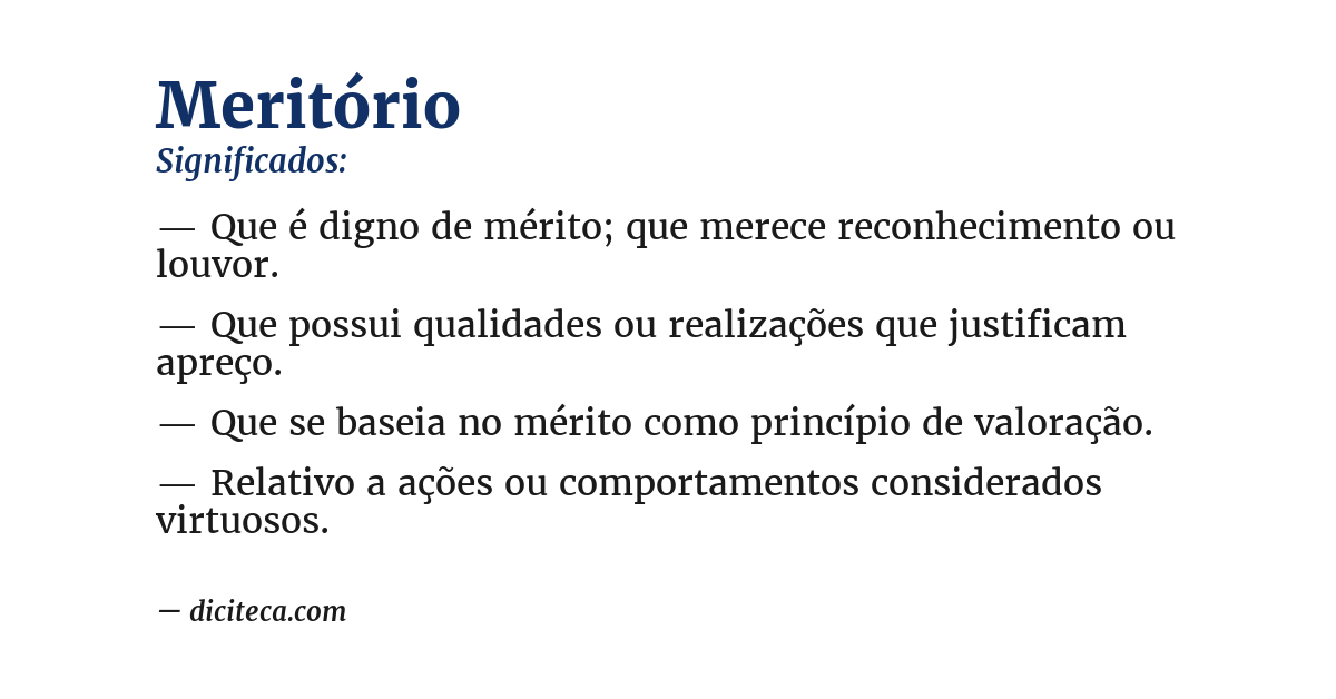 Significado de meritório