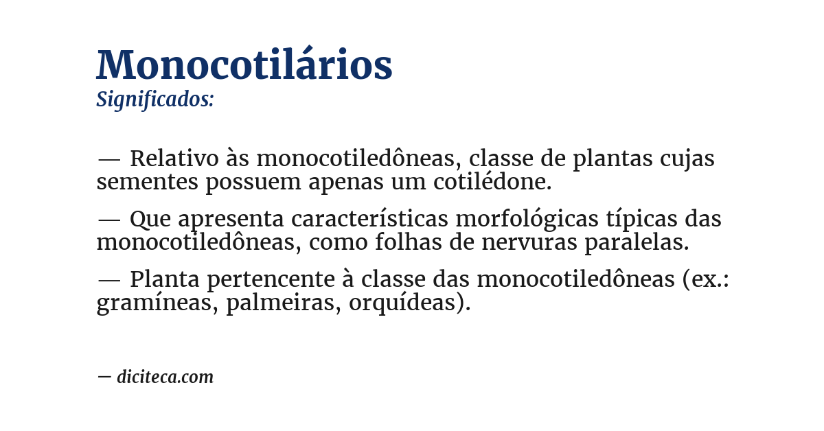 Significado de monocotilários