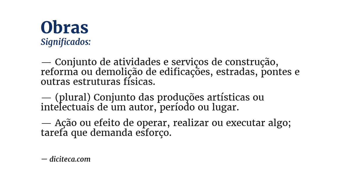 Significado de obras