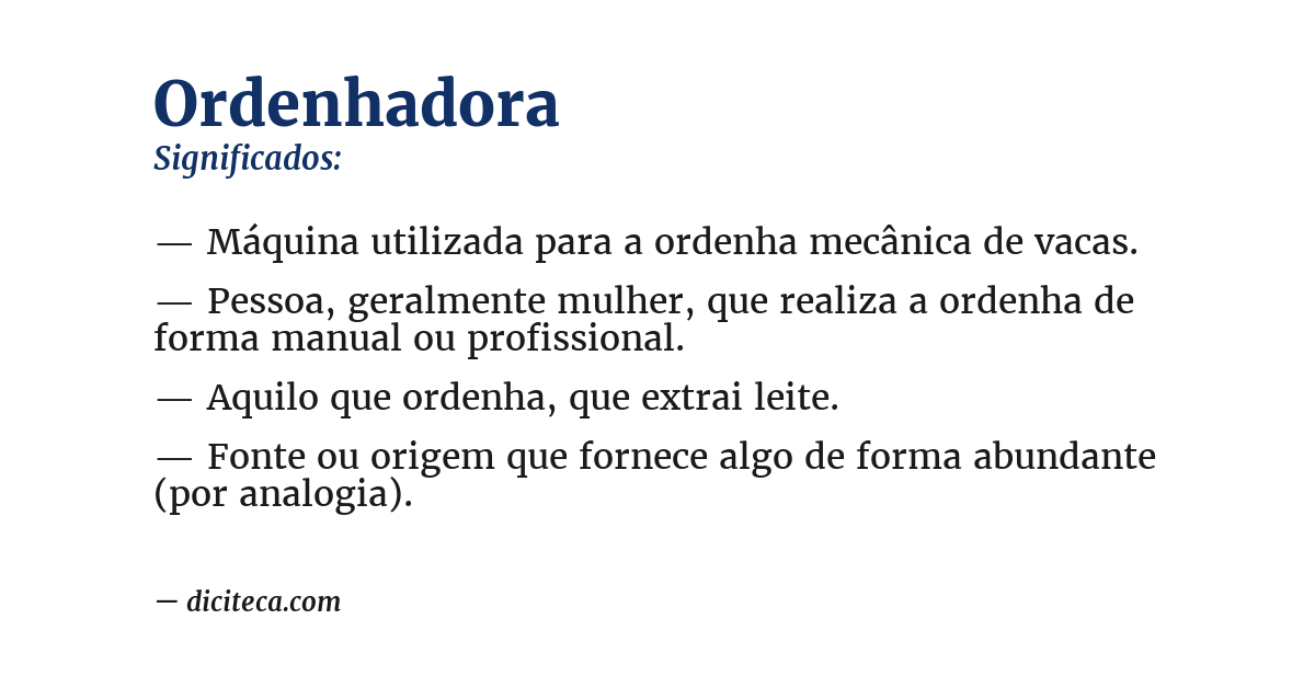 Significado de ordenhadora