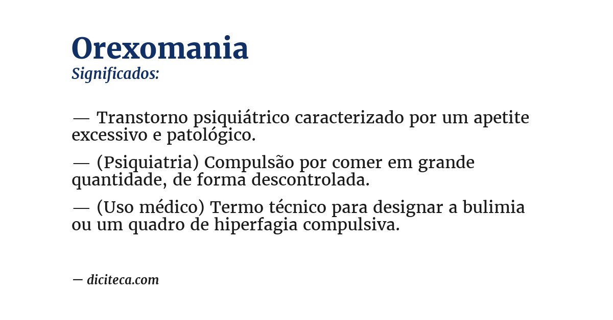 Significado de orexomania