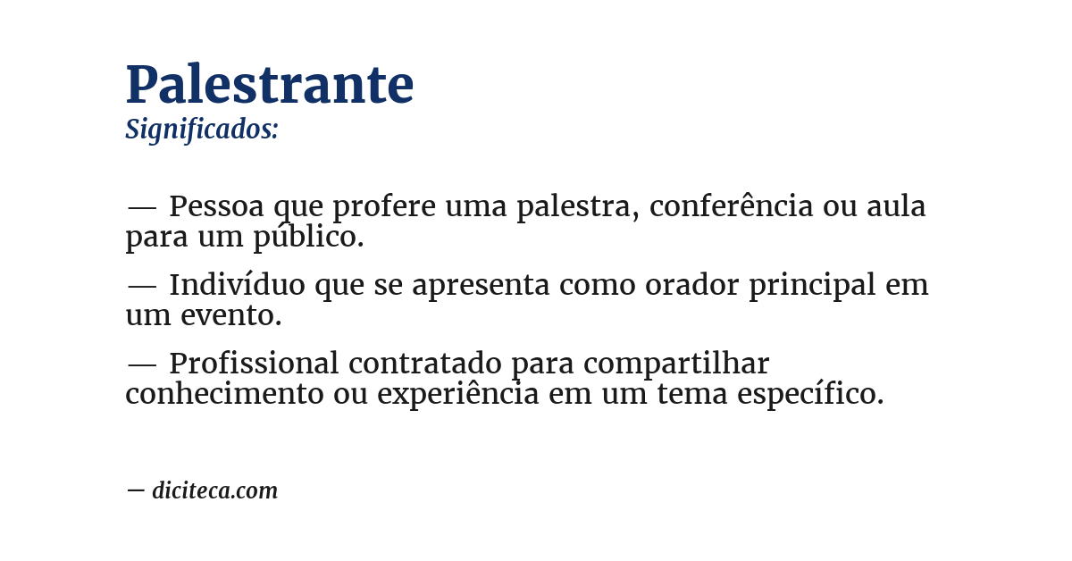 Significado de palestrante