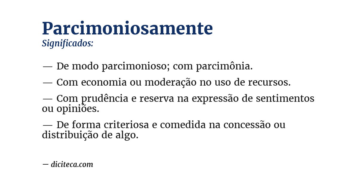 Significado de parcimoniosamente