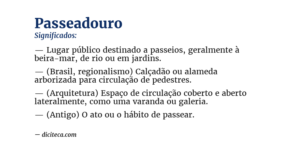 Significado de passeadouro