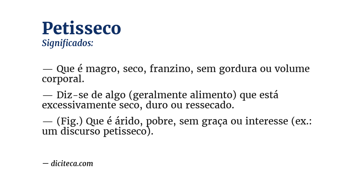 Significado de petisseco