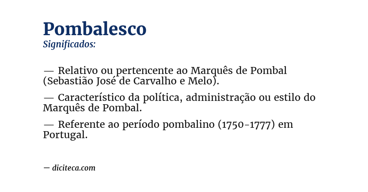 Significado de pombalesco