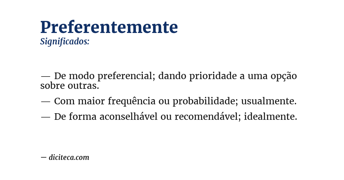 Significado de preferentemente