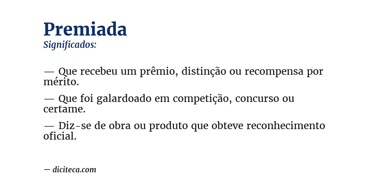 Significado de premiada