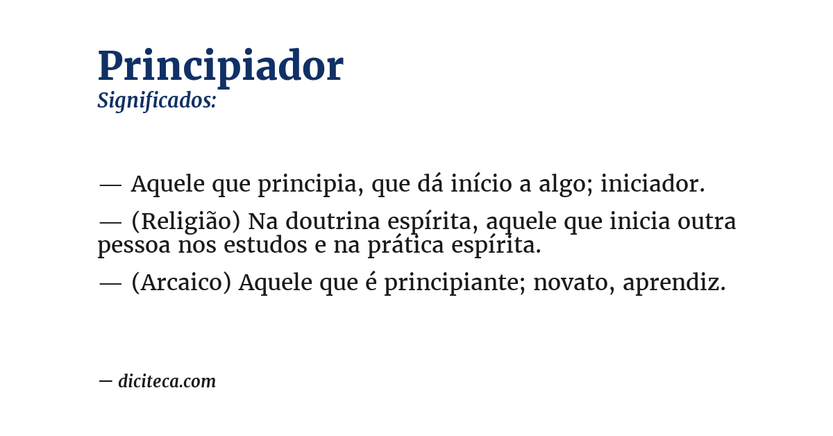 Significado de principiador