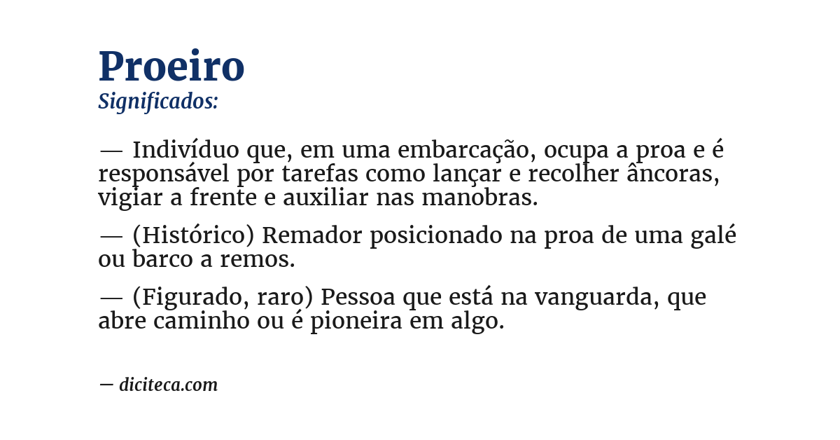 Significado de proeiro