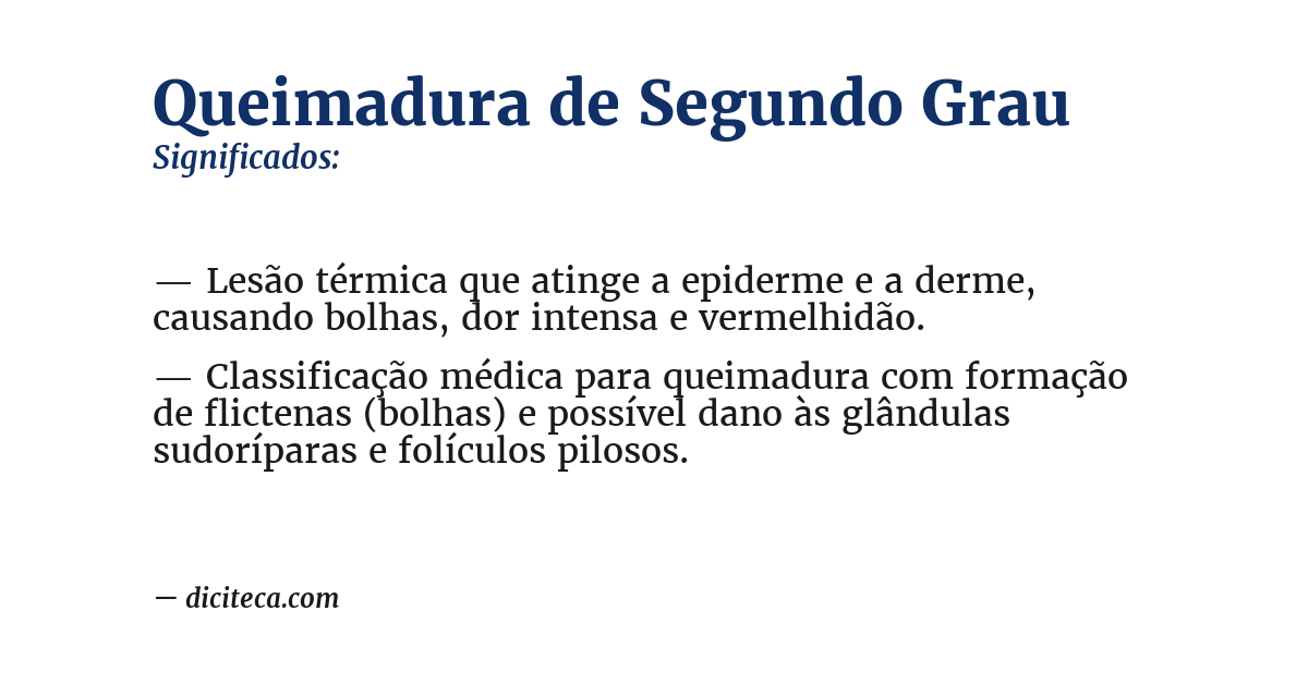 Significado de queimadura de segundo grau