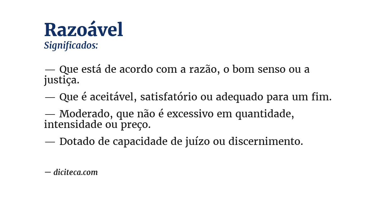 Significado de razoável