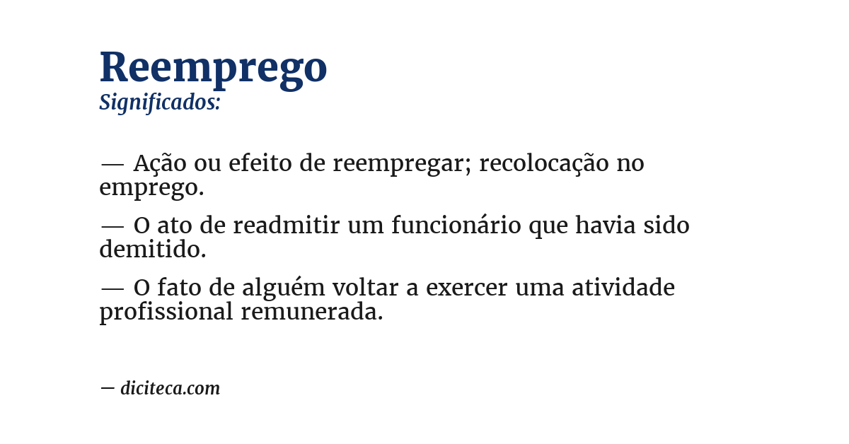 Significado de reemprego