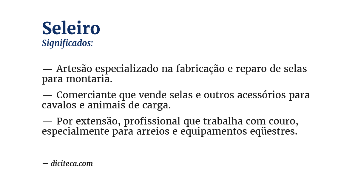 Significado de seleiro