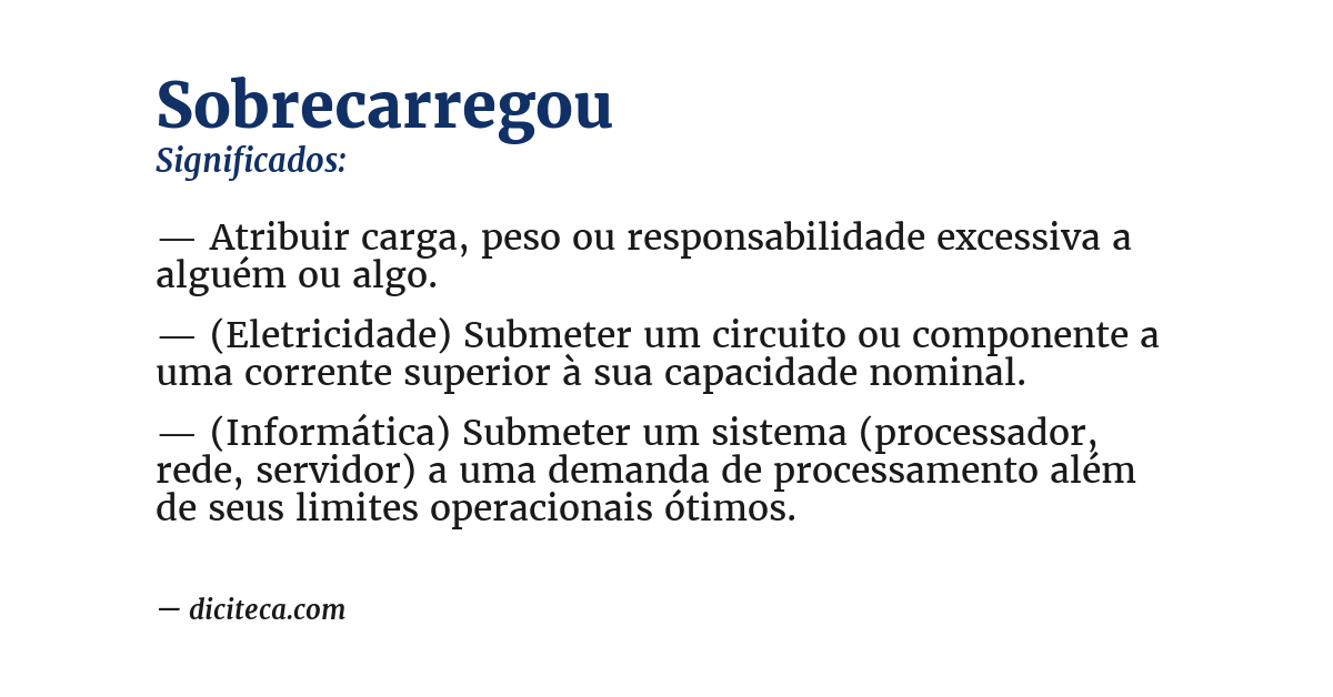 Significado de sobrecarregou