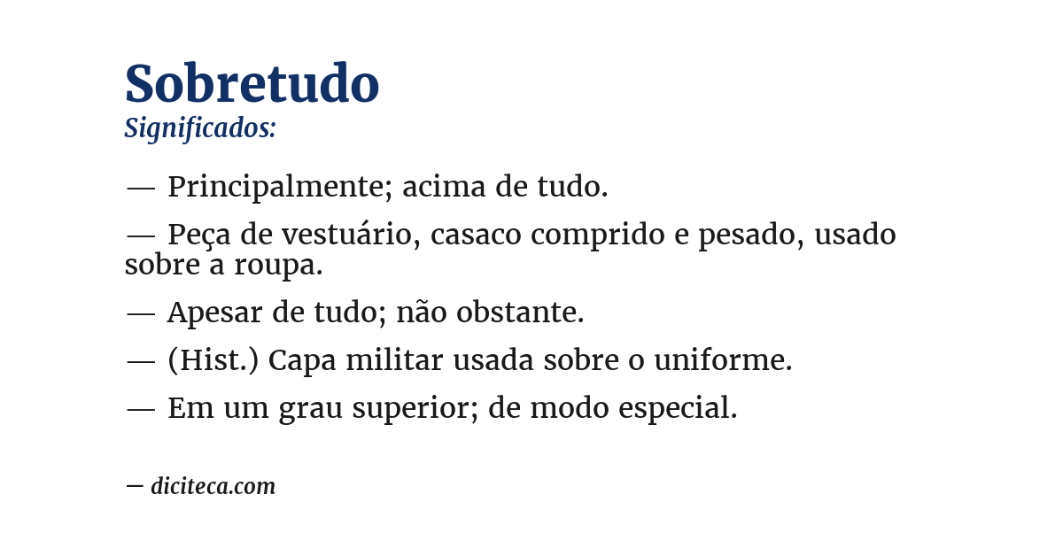 Significado de sobretudo
