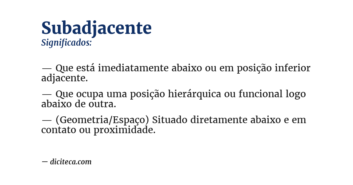 Significado de subadjacente