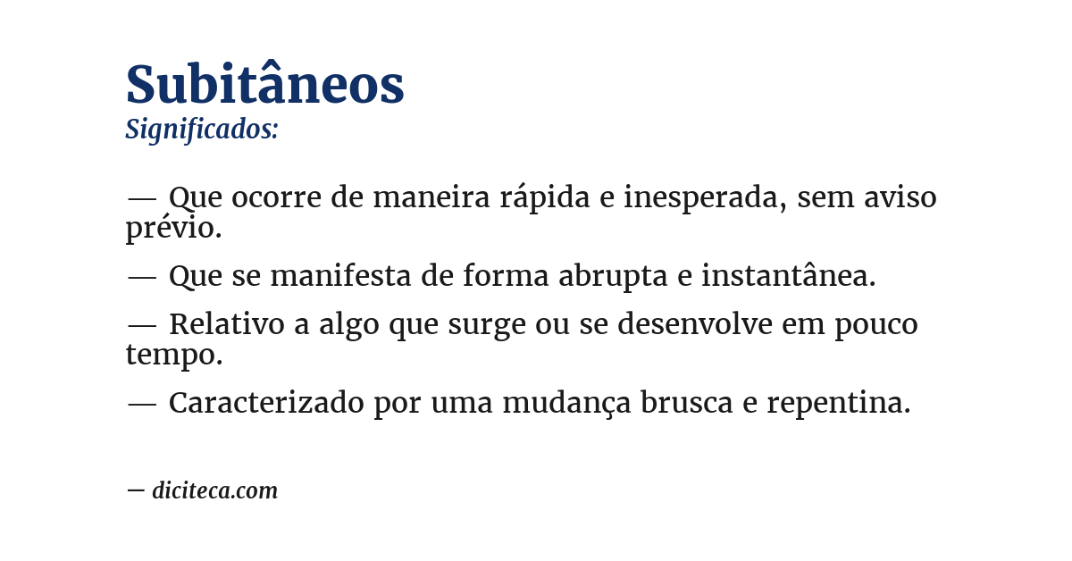 Significado de subitâneos