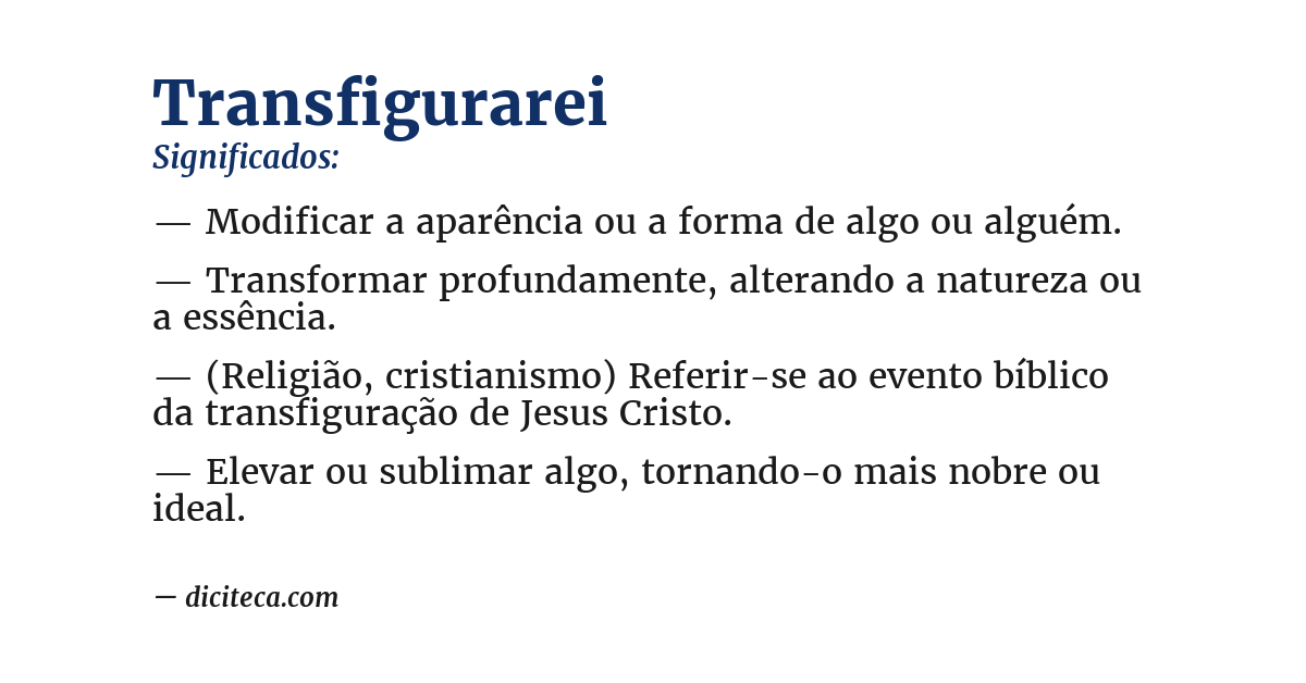Significado de transfigurarei