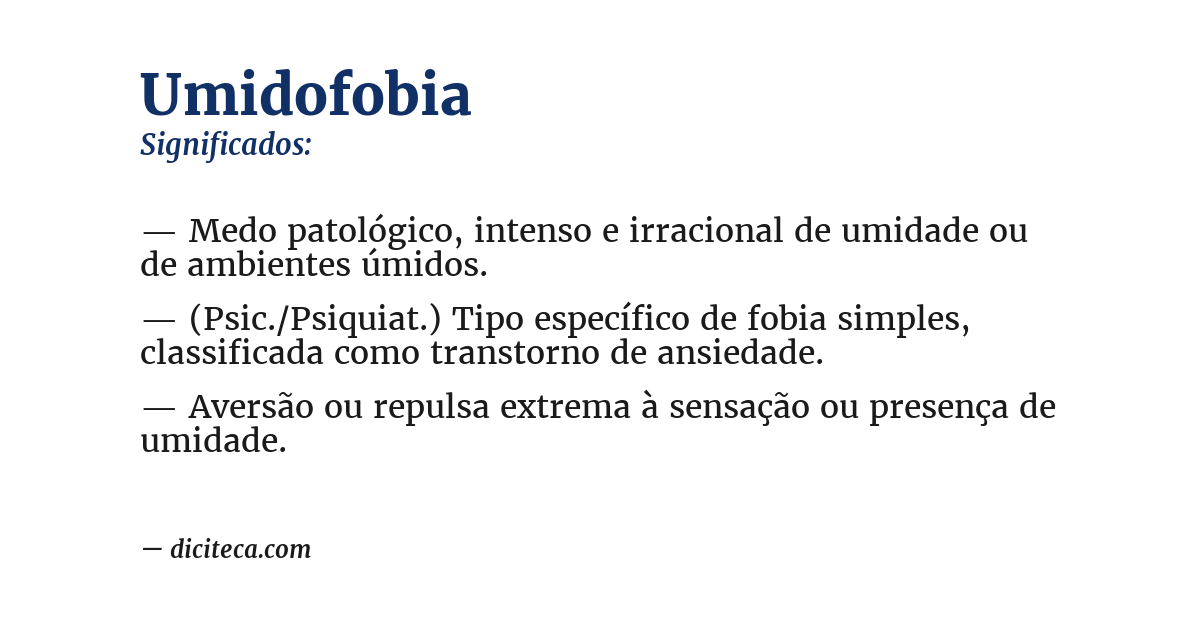 Significado de umidofobia