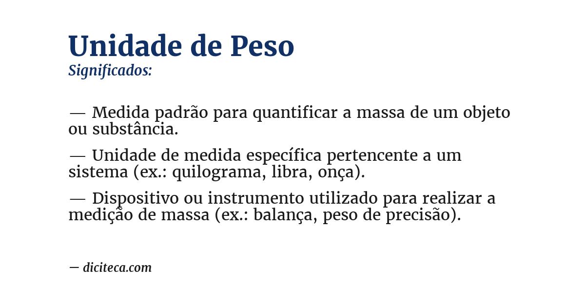 Significado de unidade de peso
