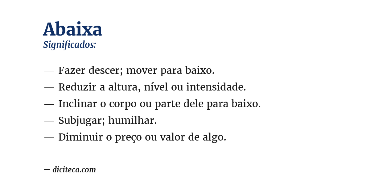 Significado de abaixa