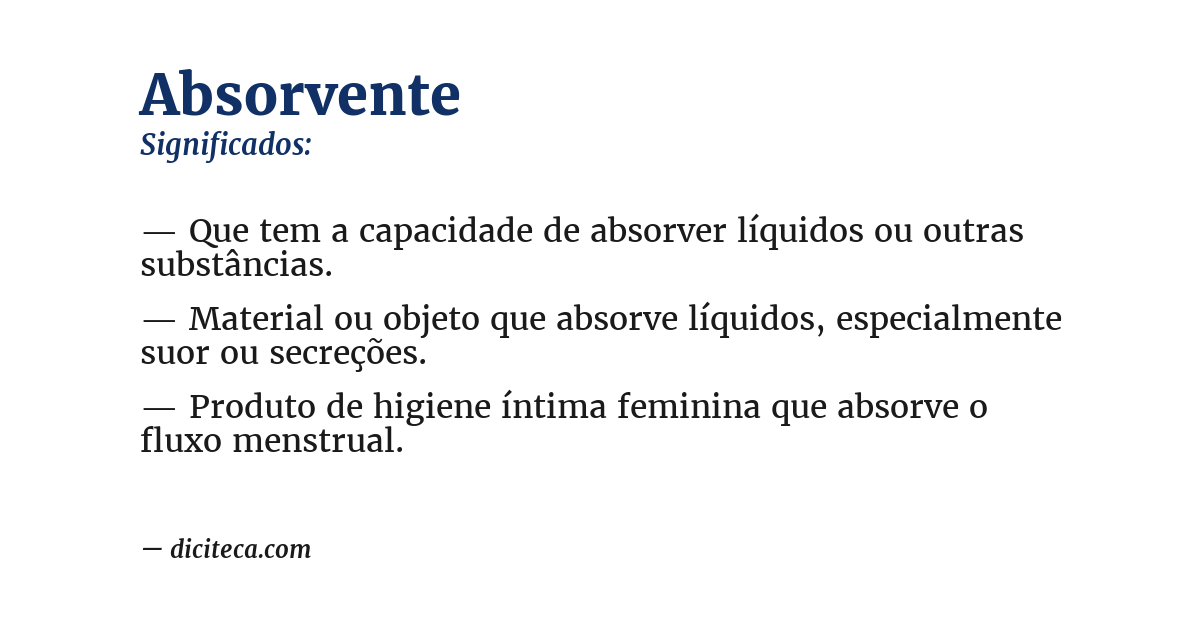 Significado de absorvente