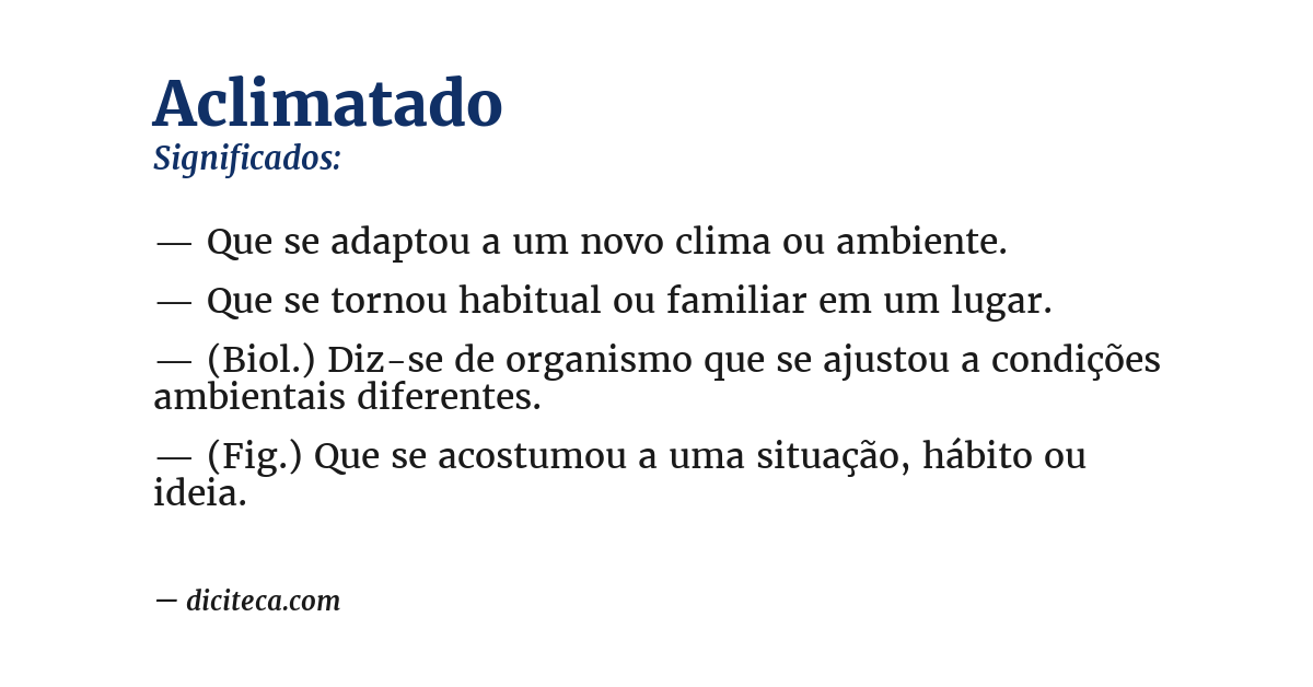 Significado de aclimatado