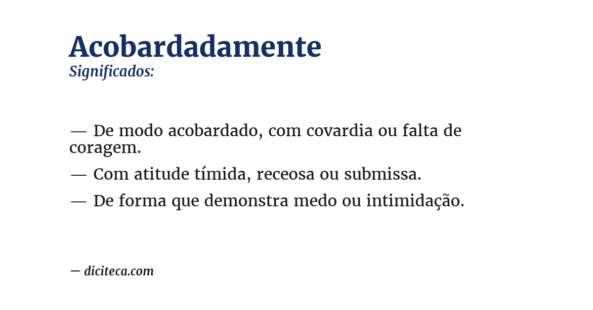 Significado de acobardadamente